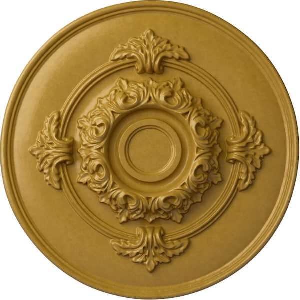 Ekena Millwork Monique Ceiling Medallion (Fits Canopies up to 3 3/4"), Hnd-Painted Iridescent Gold, 13 3/4"OD x 1"P CM13MOIGS - main